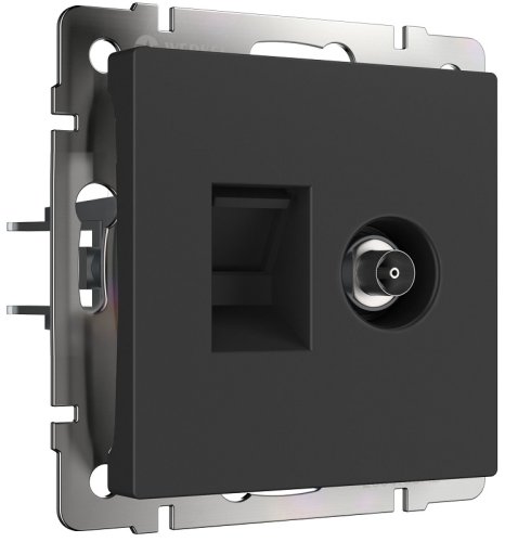 Розетка RJ45+TV Оконечная без рамки Werkel 1-м. черный матовый картинка